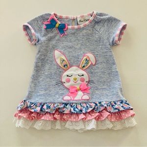 Rare Editions Baby Girl 24 Months Easter Bunny Ruffled Bow Top